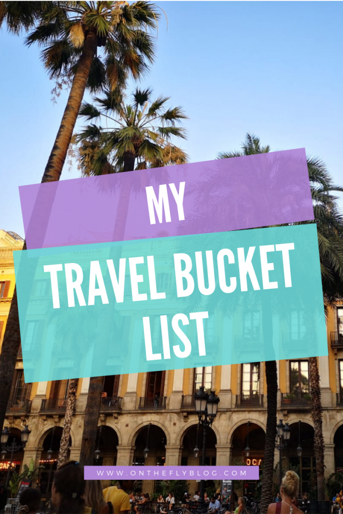 pin image of la plaza real in barcelona with the title "my travel bucket list"